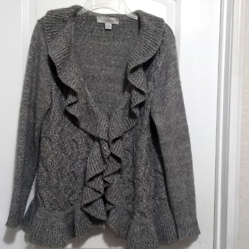 🎁 4/$20 By Design- Ruffle front long sleeve Cardigan sweater